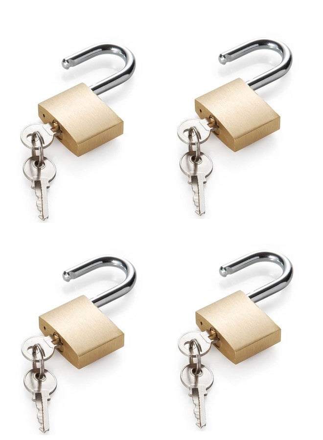 GinoSet Premium Brass Padlock 20 MM Stainless Steel Mini Auto Push Lock with 2 Key, 20 MM Padlock | Ideal for Suitcase, Small Bag, jwelery, Home shutters Cabinet ETC. (20mm) (4 Pc Combo) - Image 1